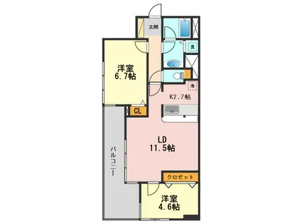 LANAI T GARDEN(2LDK/6階)の間取り写真