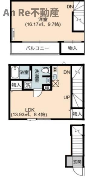 ベックアパートメント東川口(1LDK/2階)の間取り写真