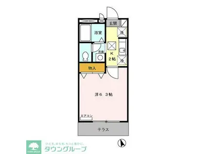 ブランシェ鷹の台(1K/1階)の間取り写真