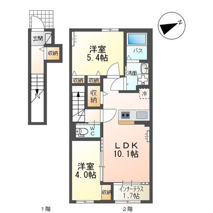 上山市金生東1丁目工事(2LDK/2階)の間取り写真