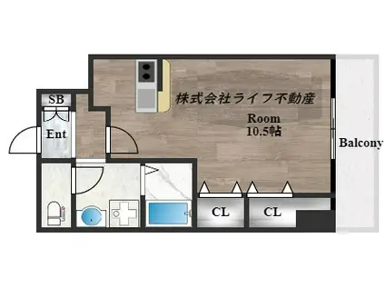 ディオーネ・ジ・エータ長堂(ワンルーム/5階)の間取り写真