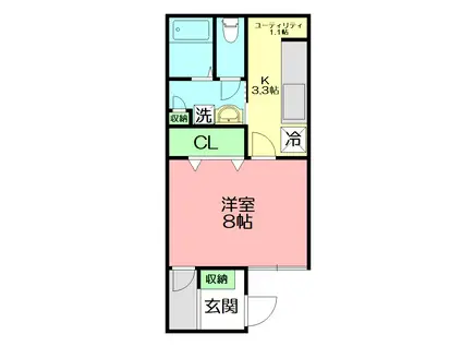 タツミビル(1K/3階)の間取り写真