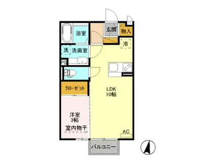 ヴィラージュレヨンB(1LDK/2階)の間取り写真