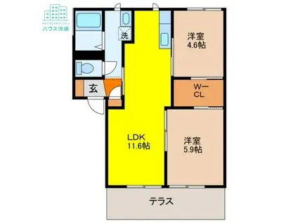 フォーレスS B棟(2LDK/1階)の間取り写真