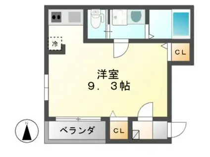 ハーモニーテラス佐古前町(ワンルーム/2階)の間取り写真