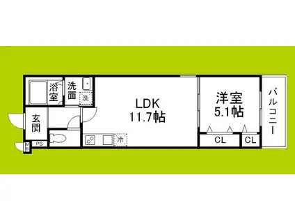 フジパレス鶴原(1LDK/2階)の間取り写真