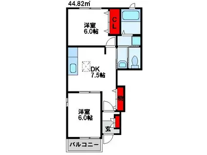 プレイン・コートSIII(2DK/1階)の間取り写真