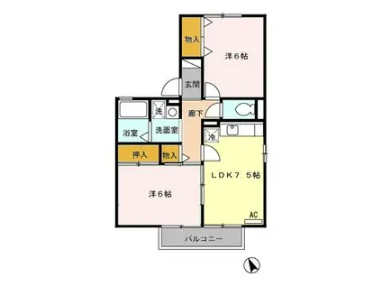 シャルマンコートA・BB棟(2DK/2階)の間取り写真