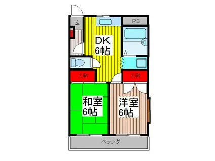 ジュネシオン大熊 PART1(2DK/4階)の間取り写真