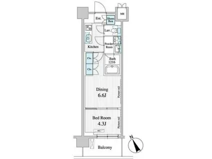 プレノ清澄庭園(1DK/3階)の間取り写真