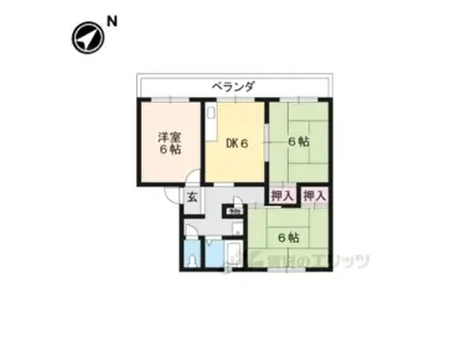 ハイツ蓮台寺(3DK/3階)の間取り写真