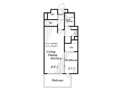 ソルティア千葉セントラル(1LDK/15階)の間取り写真