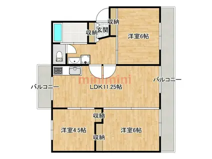陽和台第3(3LDK/5階)の間取り写真