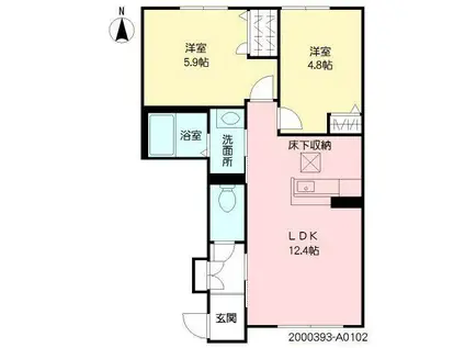 ヴィラーチェ・プロフィットA棟(2LDK/1階)の間取り写真