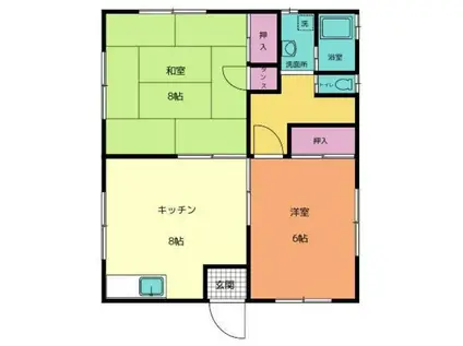 大津ハウス(2DK/2階)の間取り写真