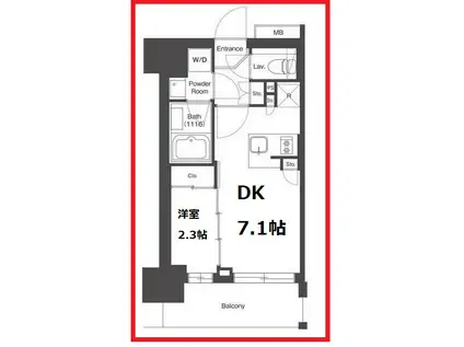 エイチエフ八広レジデンス(1DK/8階)の間取り写真