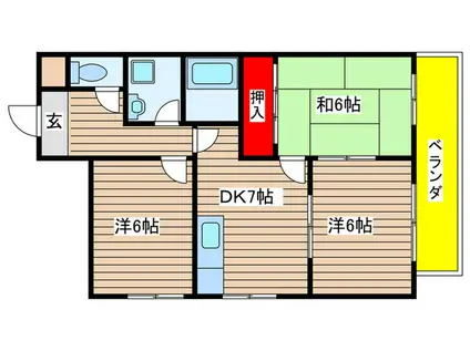 パークサイド植田山(3DK/1階)の間取り写真