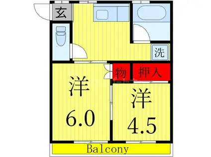 メゾンシカノ(2K/2階)の間取り写真