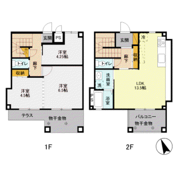 CASA N 1号棟(3LDK/1階)の間取り写真