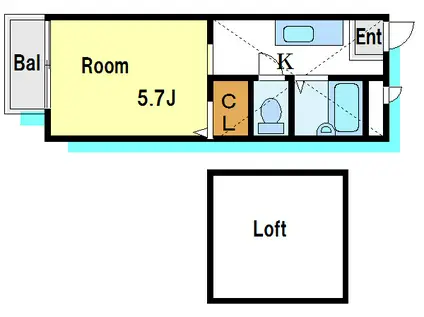 ホワイトハウス(1K/1階)の間取り写真