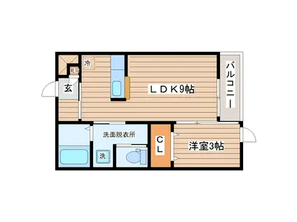 アルティスタF棟(1LDK/1階)の間取り写真