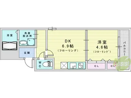 フジパレス豊里中央公園南Ⅲ番館(1DK/3階)の間取り写真