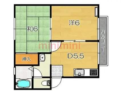 サンモリックA棟(2DK/1階)の間取り写真