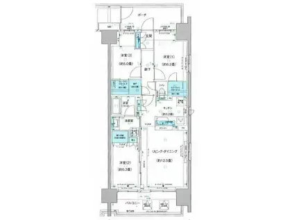 クレストシティ木場(3LDK/2階)の間取り写真