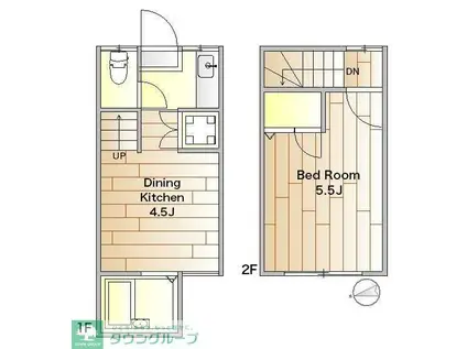 ビーンズハウス(1DK/1階)の間取り写真