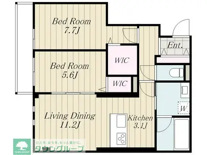 リウニーレ四谷(2LDK/1階)の間取り写真