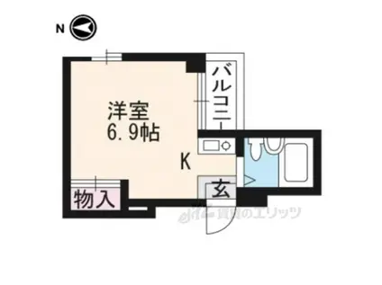 エクセレントビル夷川(ワンルーム/4階)の間取り写真
