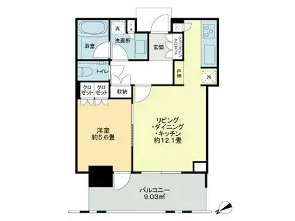 パークコート六本木ヒルトップ(1LDK/5階)の間取り写真