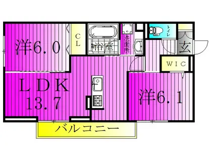 フライハイト(2LDK/2階)の間取り写真