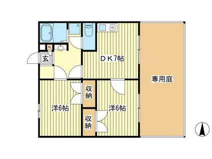 プライムハイツ寺家(2DK/1階)の間取り写真