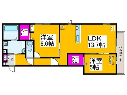 RAFFINATO金剛(2LDK/1階)の間取り写真