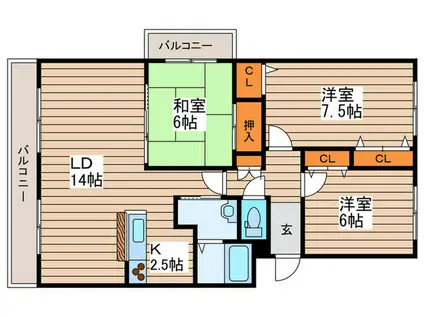 KKS福住(3LDK/2階)の間取り写真