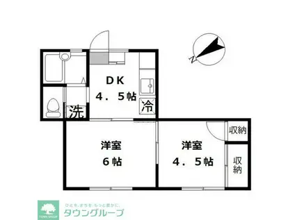 西生田グリーンヒルズA(1LDK/1階)の間取り写真