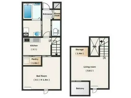 ELM -A-(ワンルーム/1階)の間取り写真