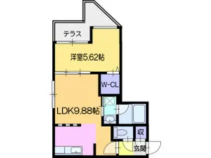 ヴォヤージュ豊平(1LDK/1階)の間取り写真