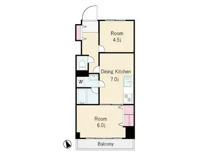 シャルム玉川(2DK/4階)の間取り写真