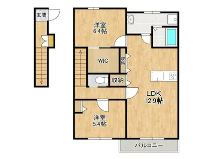 グリーンフィールII C棟(2LDK/1階)の間取り写真