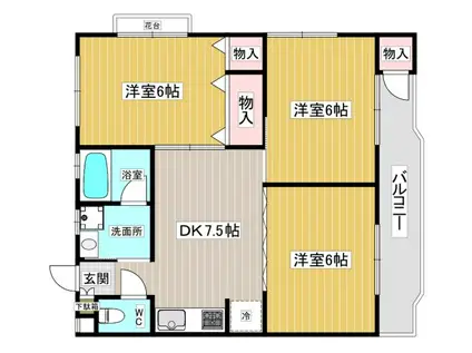 プチ・ロワール A・B棟(3DK/2階)の間取り写真