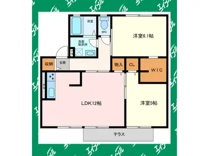 ジュネス小野A棟(2LDK/1階)の間取り写真