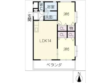 フレスコ・プリマヴェーラ(2LDK/1階)の間取り写真
