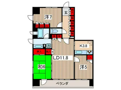 エスティメゾン豊洲レジデンス(3LDK/5階)の間取り写真