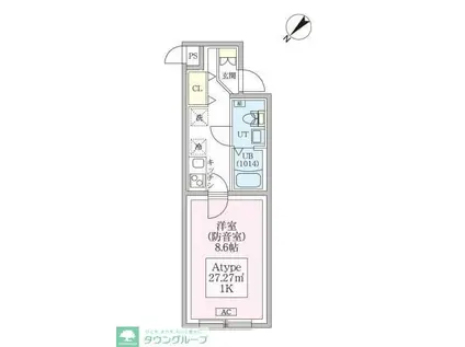 スカイラシクラス平和台(1K/1階)の間取り写真
