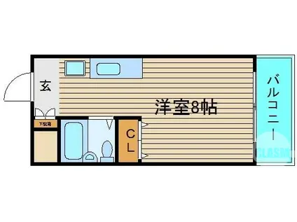 東光荘(ワンルーム/1階)の間取り写真