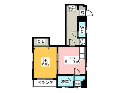 ハイツ松田(1DK/4階)の間取り写真