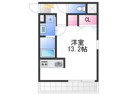 プランドール助松(1K/2階)の間取り写真