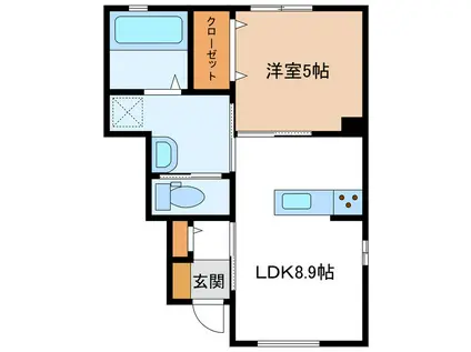 ジードルング浜方 ツヴァイト(1LDK/1階)の間取り写真